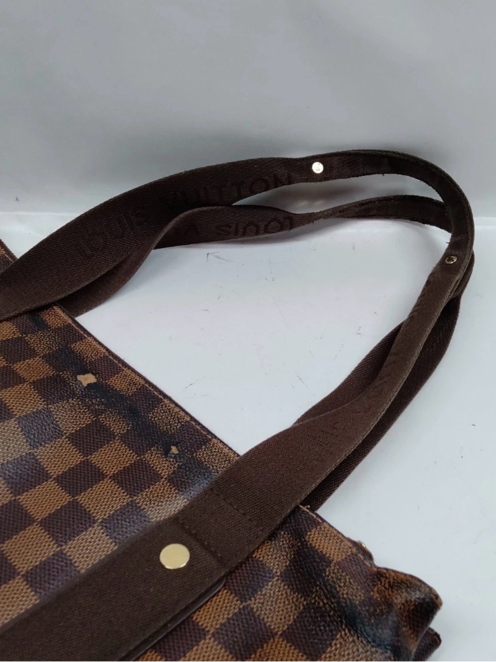 Louis Vuitton Brown Checkered Tote with Dark Brown Straps - Picture 4 of 9